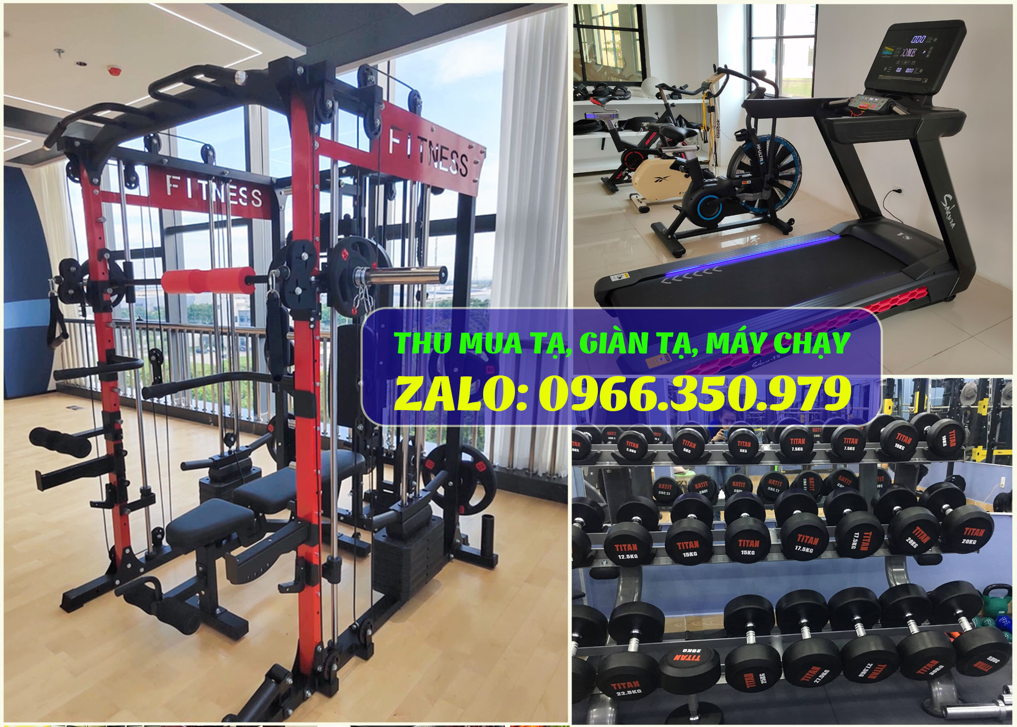 Thu mua gi&agrave;n tạ, tạ tay,  tạ đĩa, m&aacute;y chạy bộ cũ